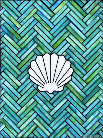 White Scallop- Original Stained Glass Mosaic Artwork