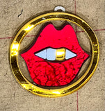 SMILE Lips necklace- art glass & mirror by Allison Eden Studios
