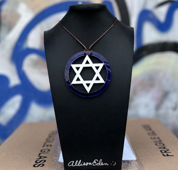 Star Of David Stained Glass Art Necklace