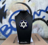 Star Of David Stained Glass Art Necklace