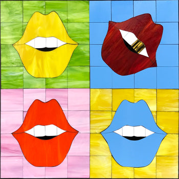Pop Art Smiles in stained glass and mirror
