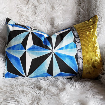 Blue Jewel- Gold Trim- Custom Pillow
