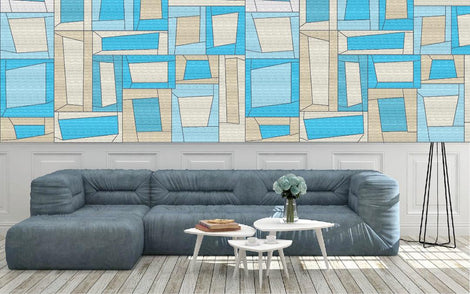 Blue Tiki Blocks Wallpaper