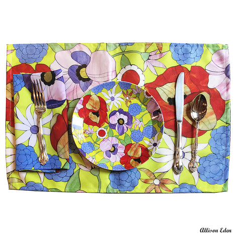 Spring Meadow Floral Fabric Placemats