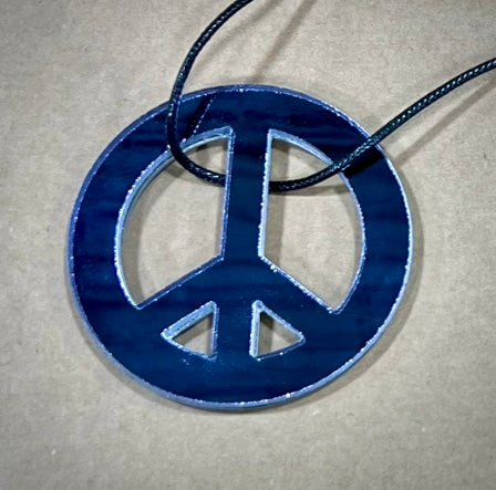 Peace Out !!! Blue Glass Mirror Necklace